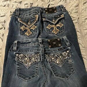 Miss Me Blue Jeans with Gold and Silver Accents